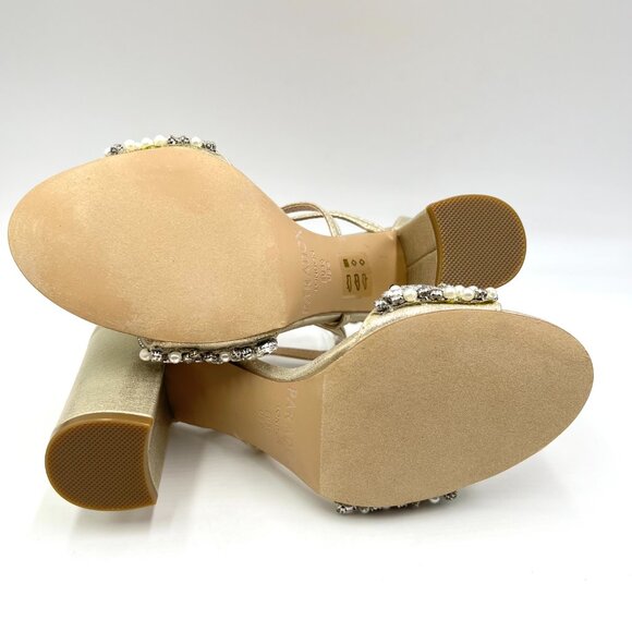 Paradox London Womens Size 6 Hira Champagne Shimmer Block‎ Heels Sandals Shoes - Picture 8 of 12